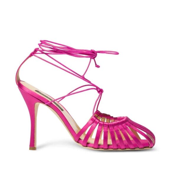 Chelsea Paris Orchid Pink Strappy Heels, New, Size 39 - Picture 1 of 9